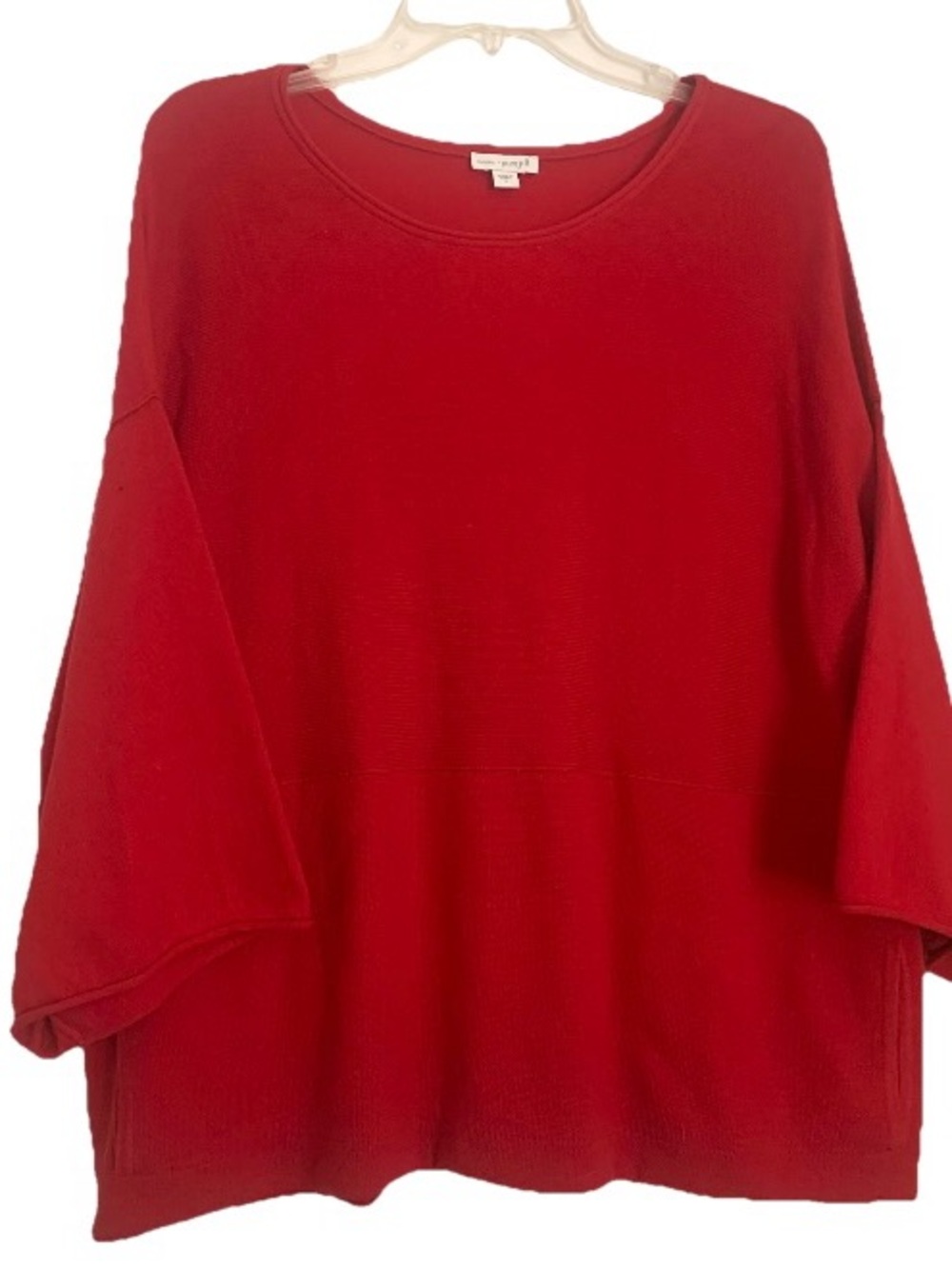 Pure Jill Kimono Sweater Women’s Sz S Ruby Red Cotton Cashmere Pullover Pockets